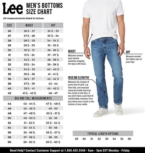 jeans size chart men.